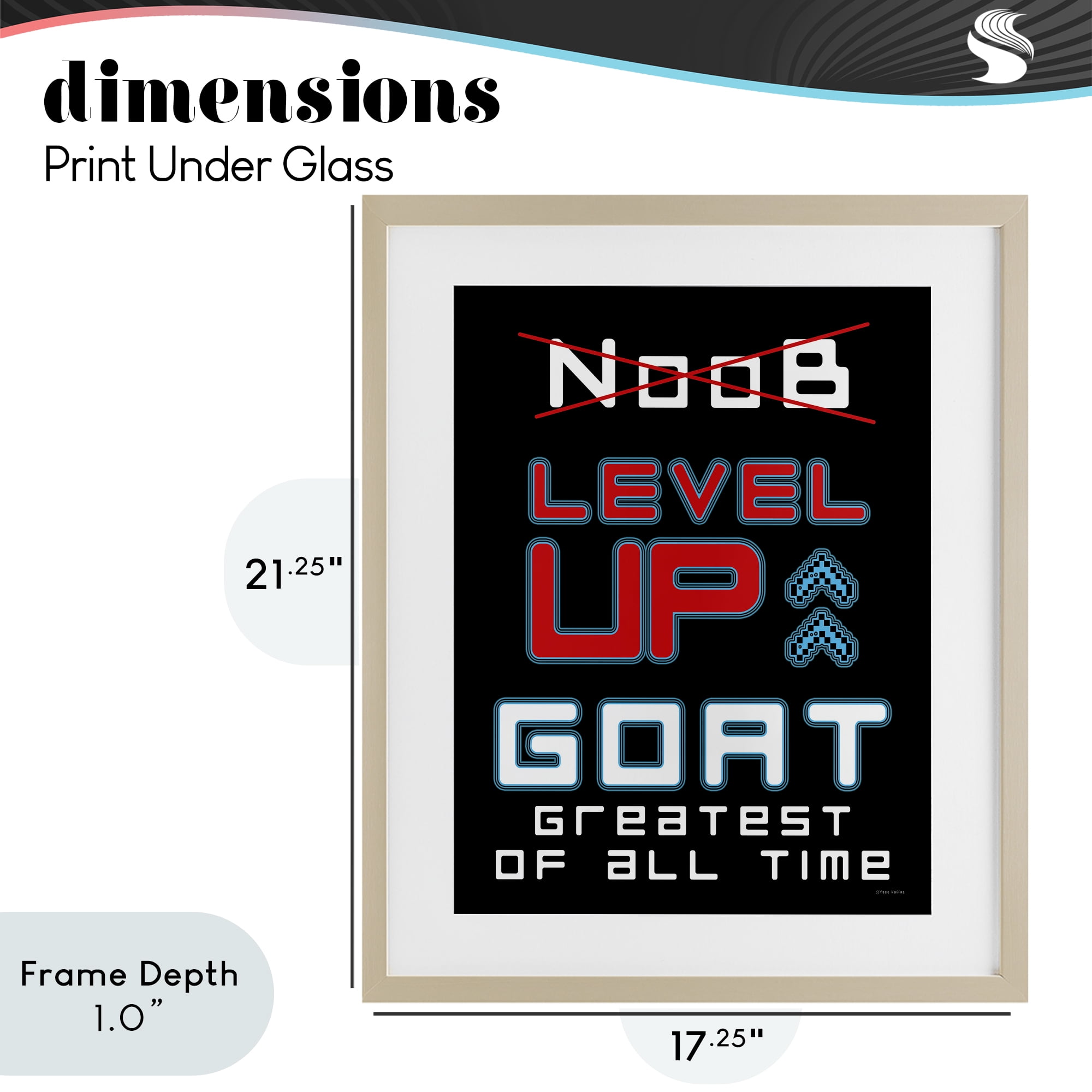 Stupell Industries Greatest Of All Time Gamer Birch Framed Print Under Glass, design by Yass Naffas Designs