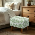 thumbnail image 3 of Xixirimido Green Hibiscus Floral Pattern Ottoman Cover Rectangle Footrest Ottoman Slipcovers Footstool Cover Form Fit Stretch Ottomans Protective Cover for Living Room,Large, 3 of 7