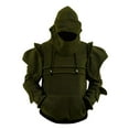 thumbnail image 3 of Dwelliawo Men's Arthur Knight Hoodie Retro Mask Armor Hooded Sweatshirt Cosplay Elbow Protection Long Sleeve Costumes with Pocket Army Green 2XL, 3 of 5