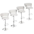thumbnail image 5 of MIERES Backrest Hollow Bar Chair Set of 2, Adjustable Height Swivel Pub Chairs with Woven Back, Counter Height Dining Chairs with Footrest, 360° Rotating Kitchen Island Stools for Home & Bar, White, 5 of 10
