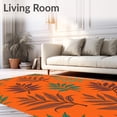 thumbnail image 2 of ODIKA 3'x5' Machine Washable Non-Slip Area Rug, Botanical Fern Fronds Whimsical Nature Inspired Arrangement High Traffic Rug, Orange, 600707, 2 of 7