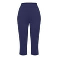 thumbnail image 6 of Women's Leggings Capri Leggings For Women 2024 High Waisted Cutout Yoga Capris Lightweight Cozy Cropped Pants Solid Soft Pajams Pants,Blue Women's Legging XXXL, 6 of 6
