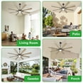 thumbnail image 3 of 66-Inch Black ＆ Burlywood Ceiling Fan with Light，8 Blades Hanging Fan with Remote & APP Control Dimmable LED Light ＆ Memory Function for Outdoor/Indoor Use, 3 of 9