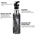 thumbnail image 3 of Yayeee 33oz Insulated Water Bottle Double Wall Stainless Steel with Flip Straw Lid, Light Purple Flowers, 3 of 7