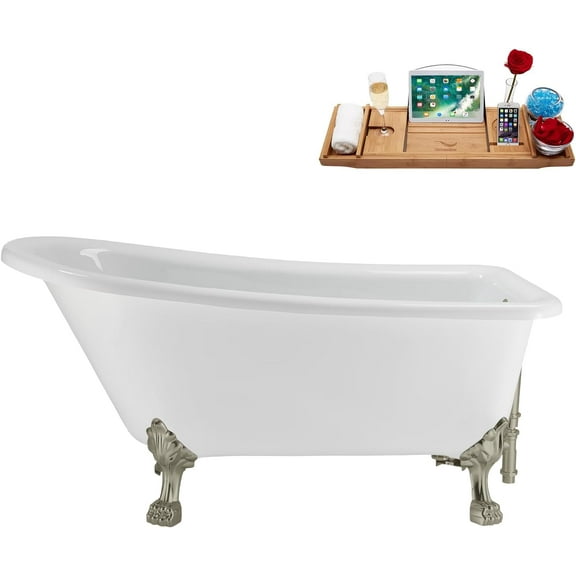 58" Streamline N4860ORB-ORB Soaking Clawfoot Tub and Tray With External Drain in Matte Oil Rubbed Bronze and Matte Oil Rubbed Bronze Clawfeet