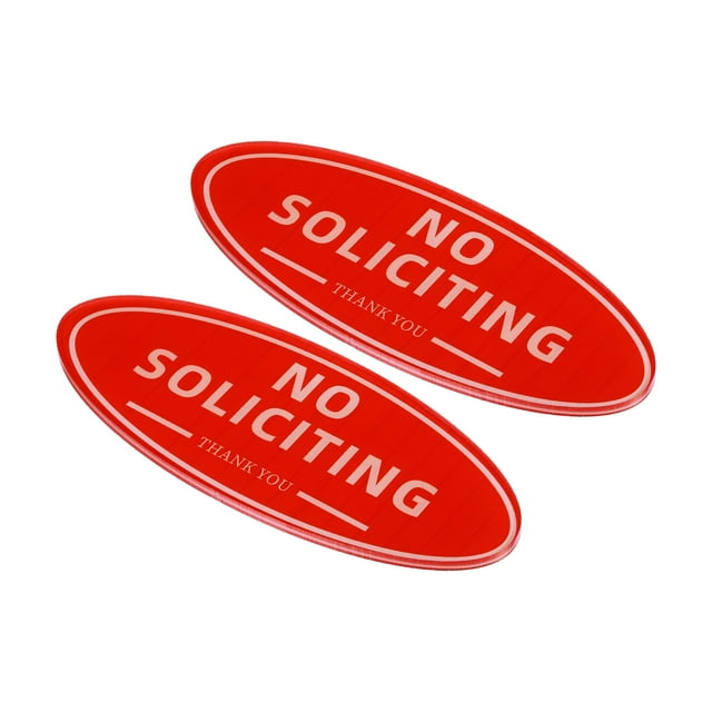 Unique Bargains 7'x3' No Soliciting Sign Acrylic Self Adhesive Oval Door Sticker Wall Sign Red 2 Pack