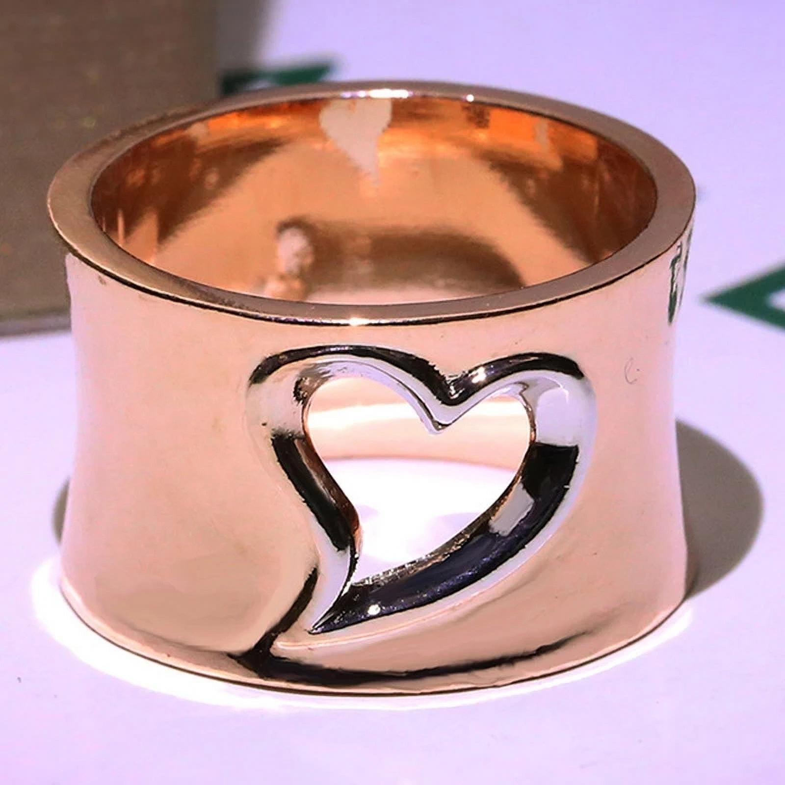 Rose Gold Sliver Two-tone Hollow Heart Rings For Women Fashion Jewelry Bridal Promise Ring