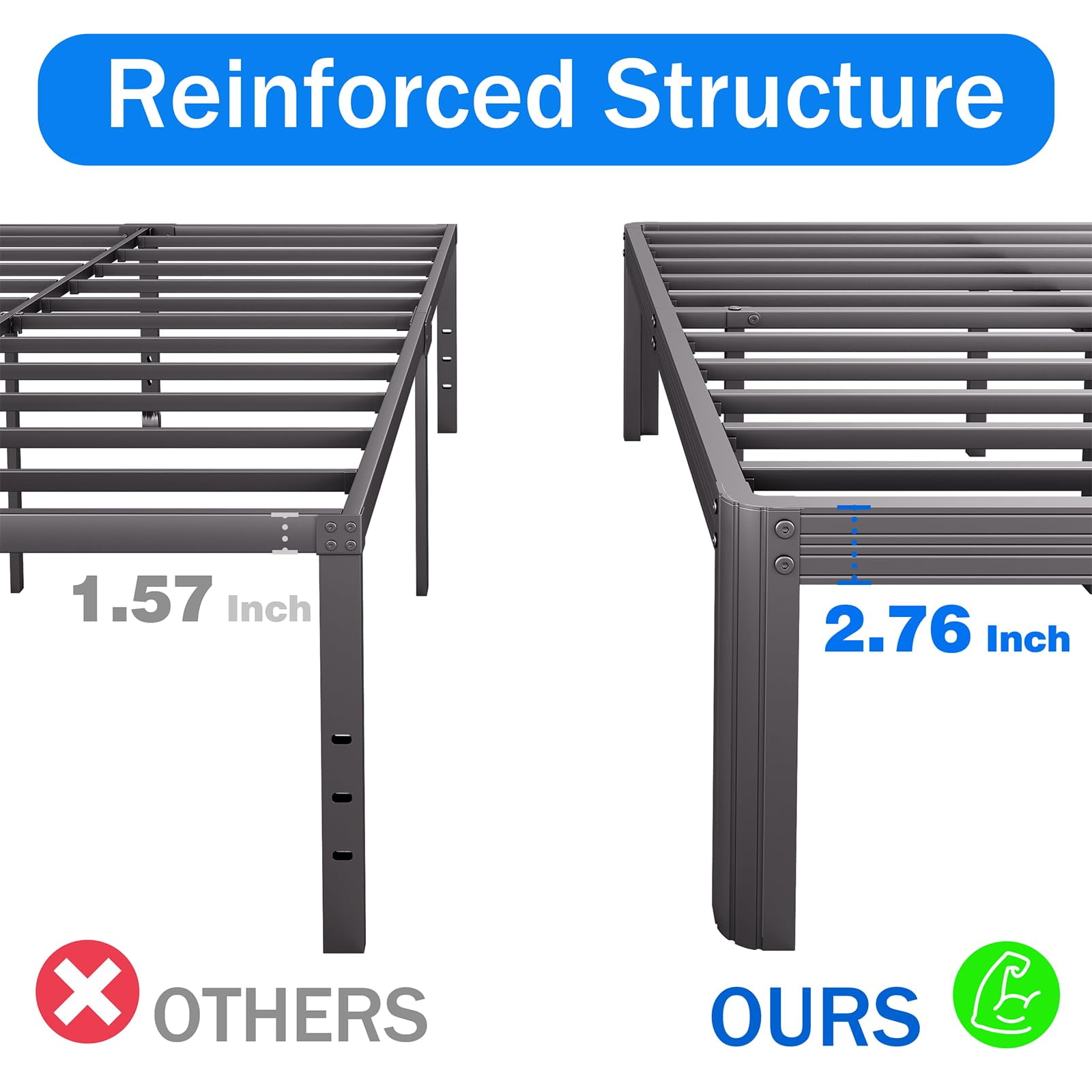Woozuro 18" Heavy Duty Standard Bed Frame, Full