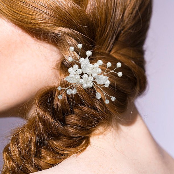 Pearl Bride Wedding Hair Pins Leaf Bridal Head Piece Flower  display picture 2