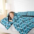 thumbnail image 4 of Feelyou Blue Square Abstract Queen Comforter Set, Pixel Grid Miners Bedding Set, 3pcs, 4 of 8