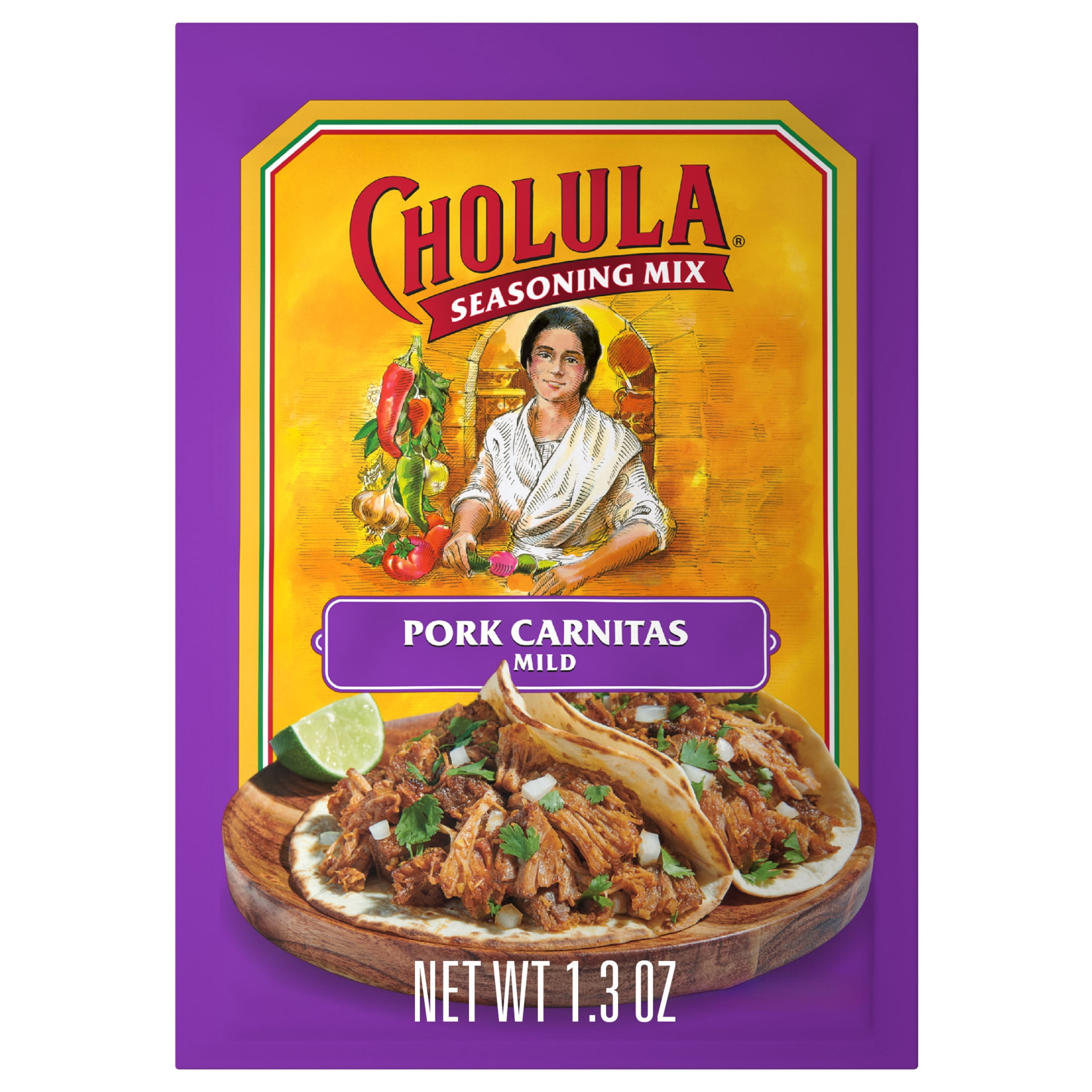 (12 pack) Cholula Pork Carnitas - Mild Seasoning Mix, 1.3 oz Bag