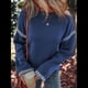 thumbnail image 4 of Suéteres para Mujer, Cuello Redondo Liso, Corte Holgado, Larga, Punto en Contraste, Jersey, Tops Azul Marino S, 4 of 9