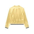 thumbnail image 6 of CHICTRY Womens Shiny Metallic Bomber Jacket Holographic Long Sleeve Zipper Front Coat Gold 3XL, 6 of 7