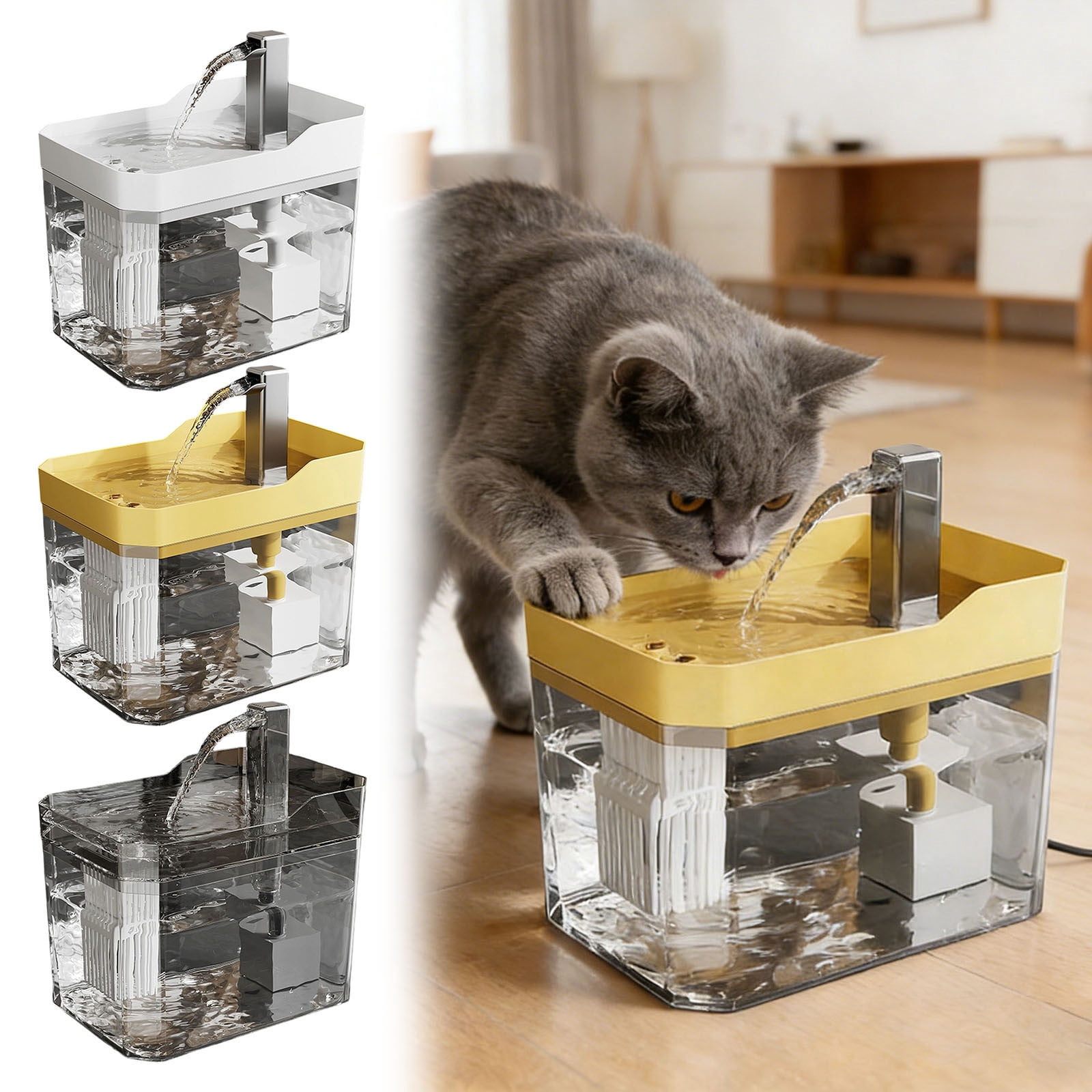 Automatic Cat Water Dispenser, 1.5L Quiet Pet Fountain with Smart Sensor & Low Water Shut-Off - Easy Clean Design for Indoor Pet Hydration