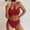 Red, variant on Babysbule Swimsuits for Women Clearance Sexy Women Solid Color Backless Bikini Two Pieces Swimwear Swimsuit Beachwear Set