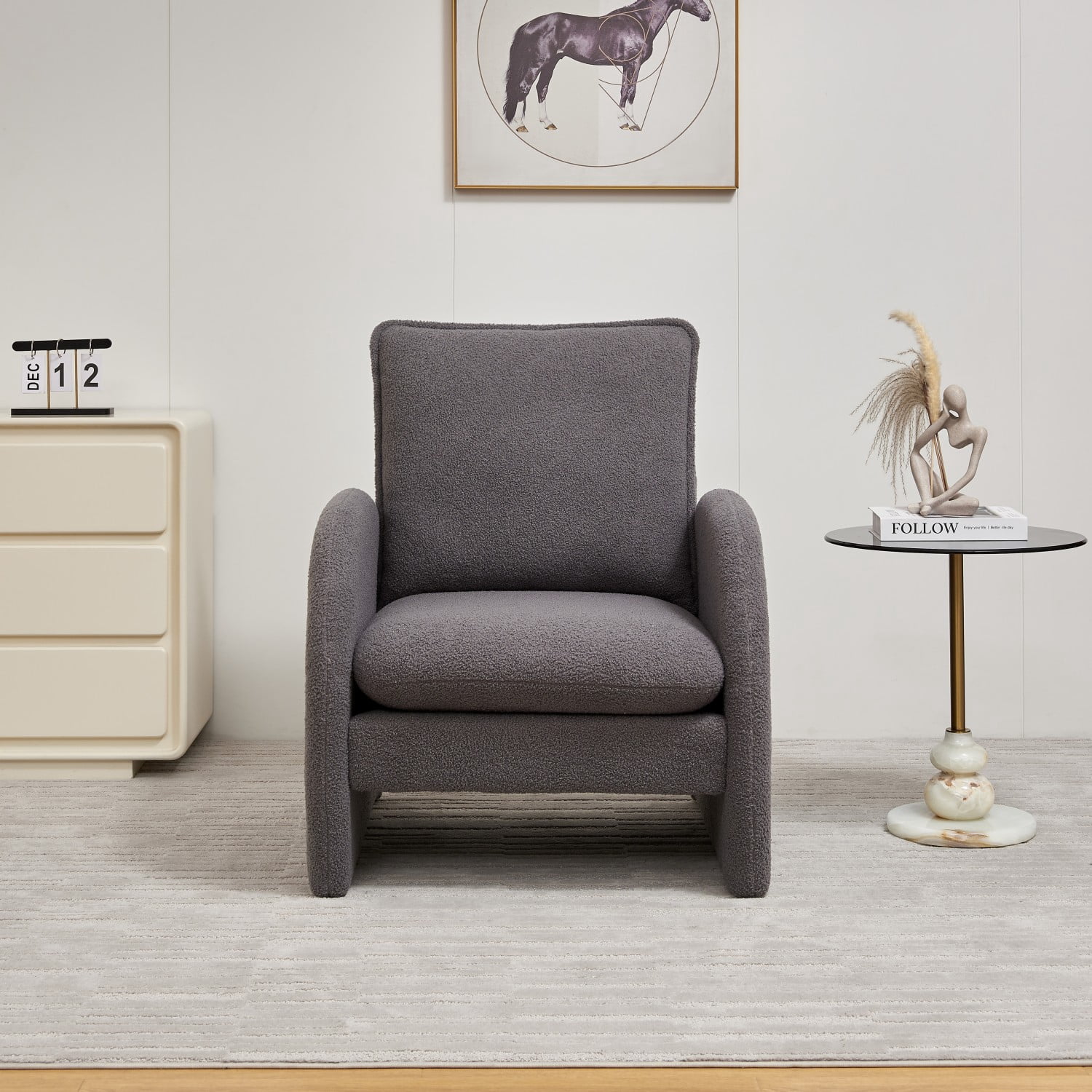 Gewnee Modern Sherpa Upholstered Accent Chair ,Leisure Comfy Single Sofa Chair for Living Room,