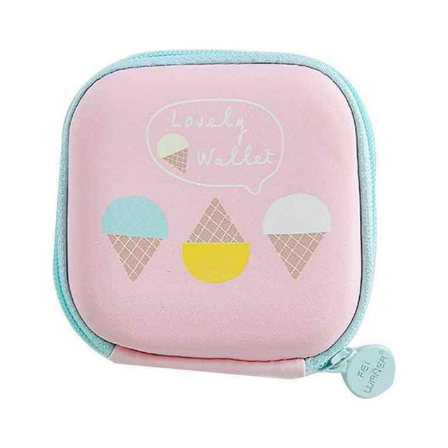 Square Mini Cute Headset Box Little Fresh Zipper holder coin pouch Mini Children Coin Purse Key Storage Wallet Pouch Bag Gift