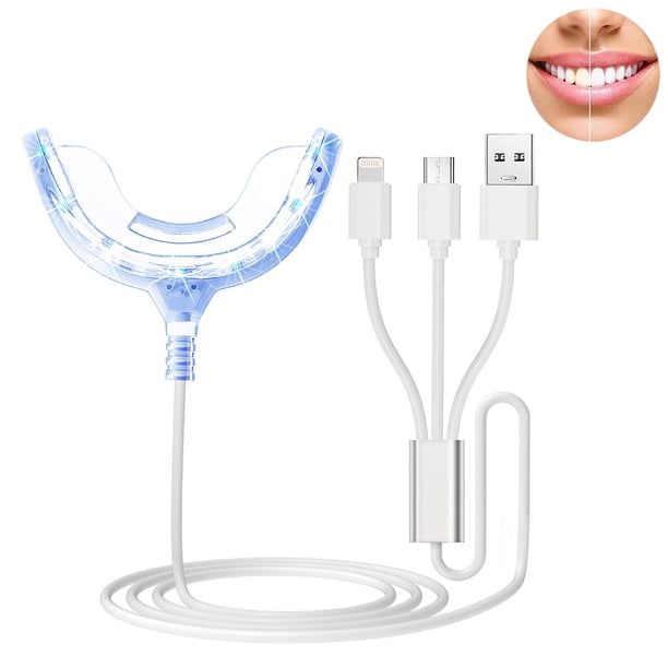 1 Pieza De Luz Aceleradora De Blanqueamiento Dental, Potente Luz Led Azul, Bandeja Bucal, Bandejas De Luz Potenciadoras De Blanqueamiento Dental Conectadas Con Iphone/Android/Usb Para Uso Doméstico Jormftte 221746