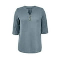 thumbnail image 5 of LIaqionyy Women V Neck Sweaters Pullover Lightweight Knitted 3/4 Sleeve Fall Fashion Blouse Tunic Tops, 5 of 7