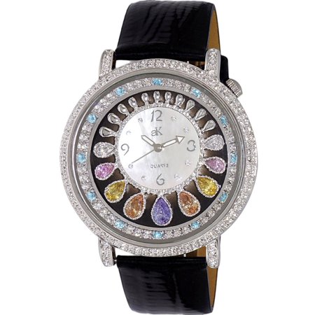 Adee Kaye Tear Drop Collection Crystal Accents White Mother Of Pearl Dial Quartz AK2112-L Women's Watch