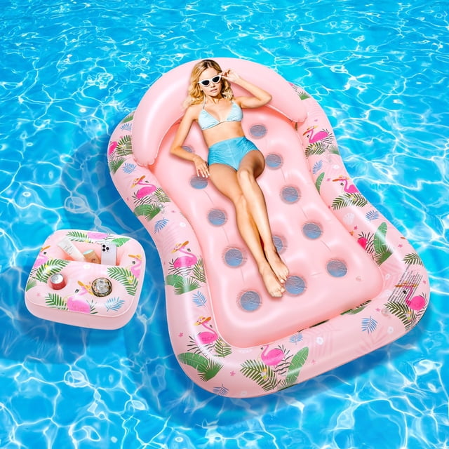 Flotador inflable para piscina MoKo para adultos, salón de agua, color rosa flamenco