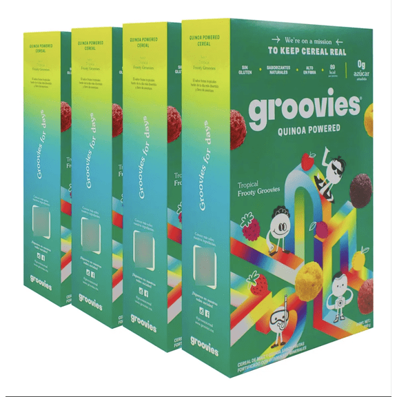 Cereal Groovies Sabor Frooty Frutas | Alto en Fibra | Sin Azúcar 4 Pack | 1 Kg
