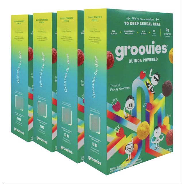 Cereal Groovies Sabor Frooty Frutas | Alto en Fibra | Sin Azúcar 4 Pack | 1 Kg