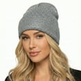 thumbnail image 2 of AWZXDE Rhinestone Winter Knitted Hat Warm Sparkling Elegant For Women Men Cold Weather Grey, 2 of 4