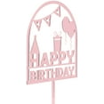 thumbnail image 3 of Happy Birthday - Celebratory Themed Rose Gold Cake Topper (Pack of 2), 3 of 3