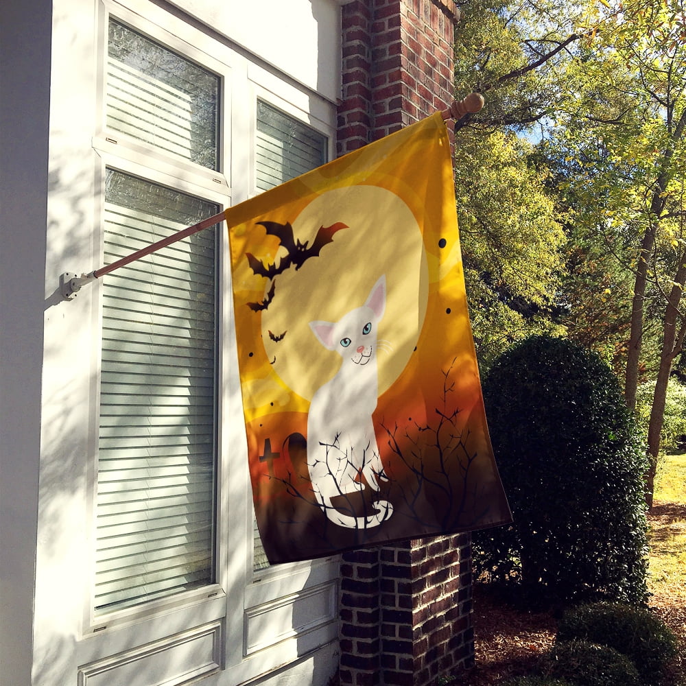 Carolines Treasures BB4445CHF Halloween Foreign White Cat Flag Canvas House Size  Large multicolor