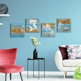 thumbnail image 7 of Beach Theme Décor Vintage Canvas Wall Art Set of 4, 12 x 12 inches Each, Great Gift Ideas Bathroom Wall Décor for Cabin, Vacation House, Home Artwork, 7 of 7