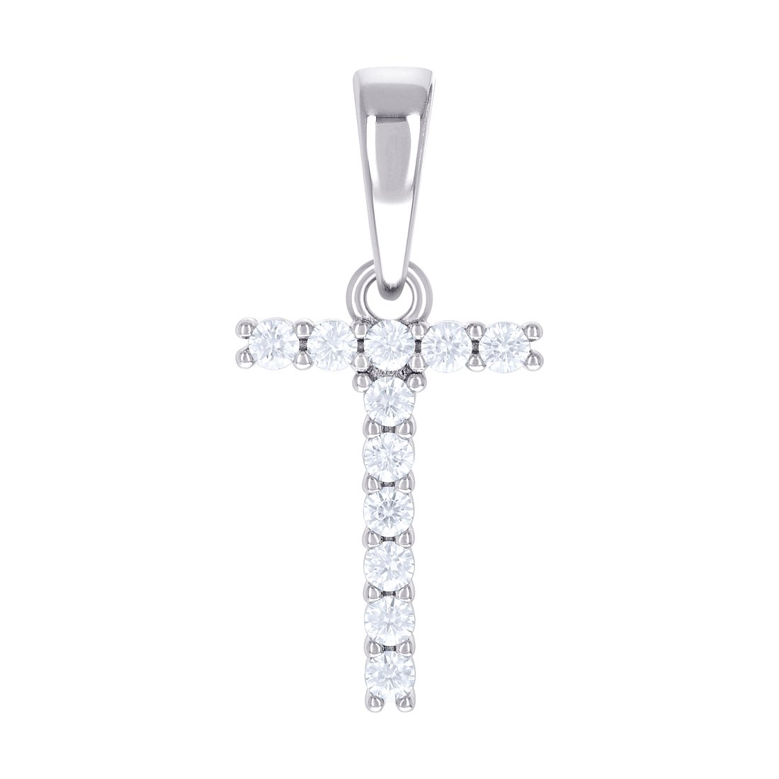 925 Sterling Silver Unisex 0.35ct Moissanite Letter Name Personalized Monogram Initial T Alphabet Charm Pendant Necklace