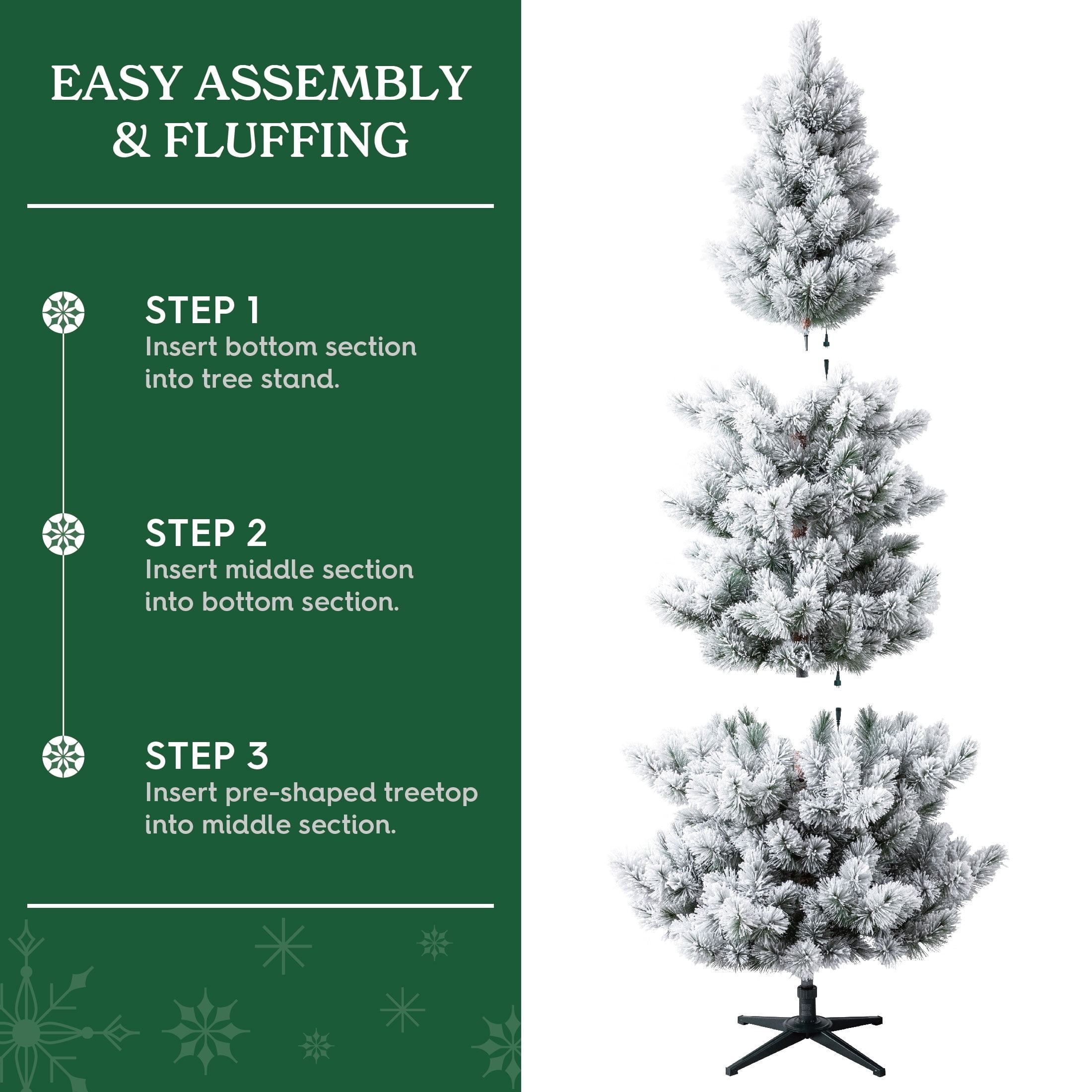 7.5' Pre-Lit Warren Pine Snow-Flocked Green Artificial Christmas Tree with Color-Changing LED Lights and Stand, by Holiday Time