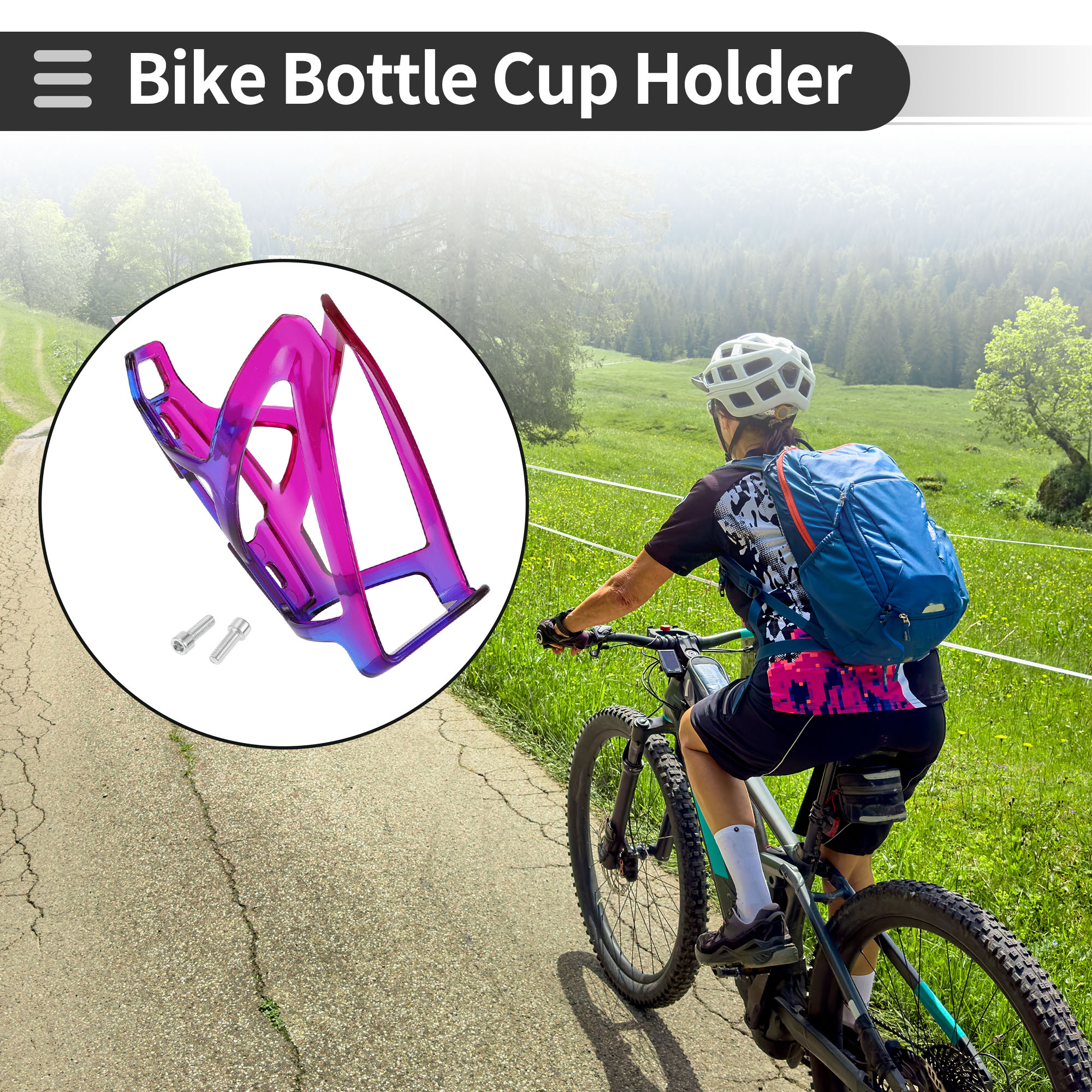 Unique Bargains Bike Bottle Cage Rack Integrally-formed Plastic Drinks Holder Purple