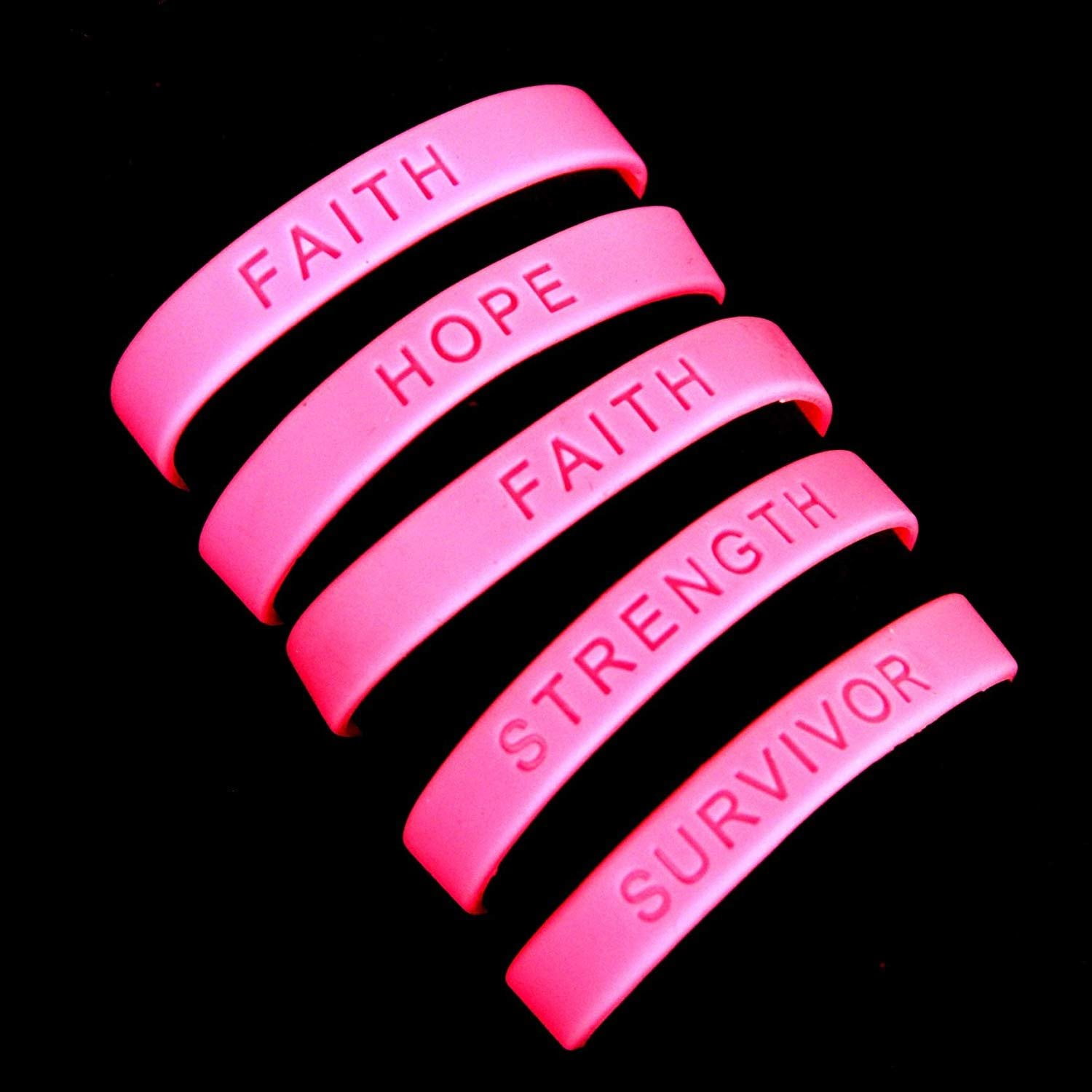 144 Piece Pink Breast Cancer Awareness Faith Hope Ribbon Strength Survivor Bracelet Tytroy 