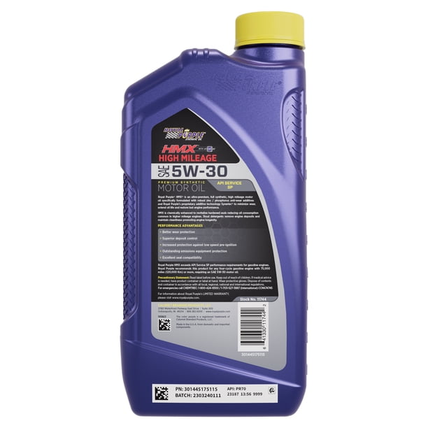 Royal Purple HMX 5W-30 High Mileage Vehicle, Motor Oil, 1 Quart