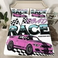 thumbnail image 2 of Manfei Race Car Bed Sheets,Extreme Sports King Sheets,Purple White Black Sheet Set For Boys Teens,Breathable Home Decor,4-Piece, 2 of 7