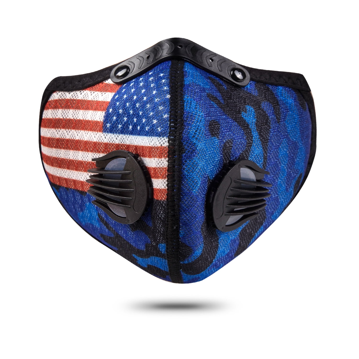 Blue Cycling Face shield Breathable Cycling Reusable Black Ships from USA with 2filters
