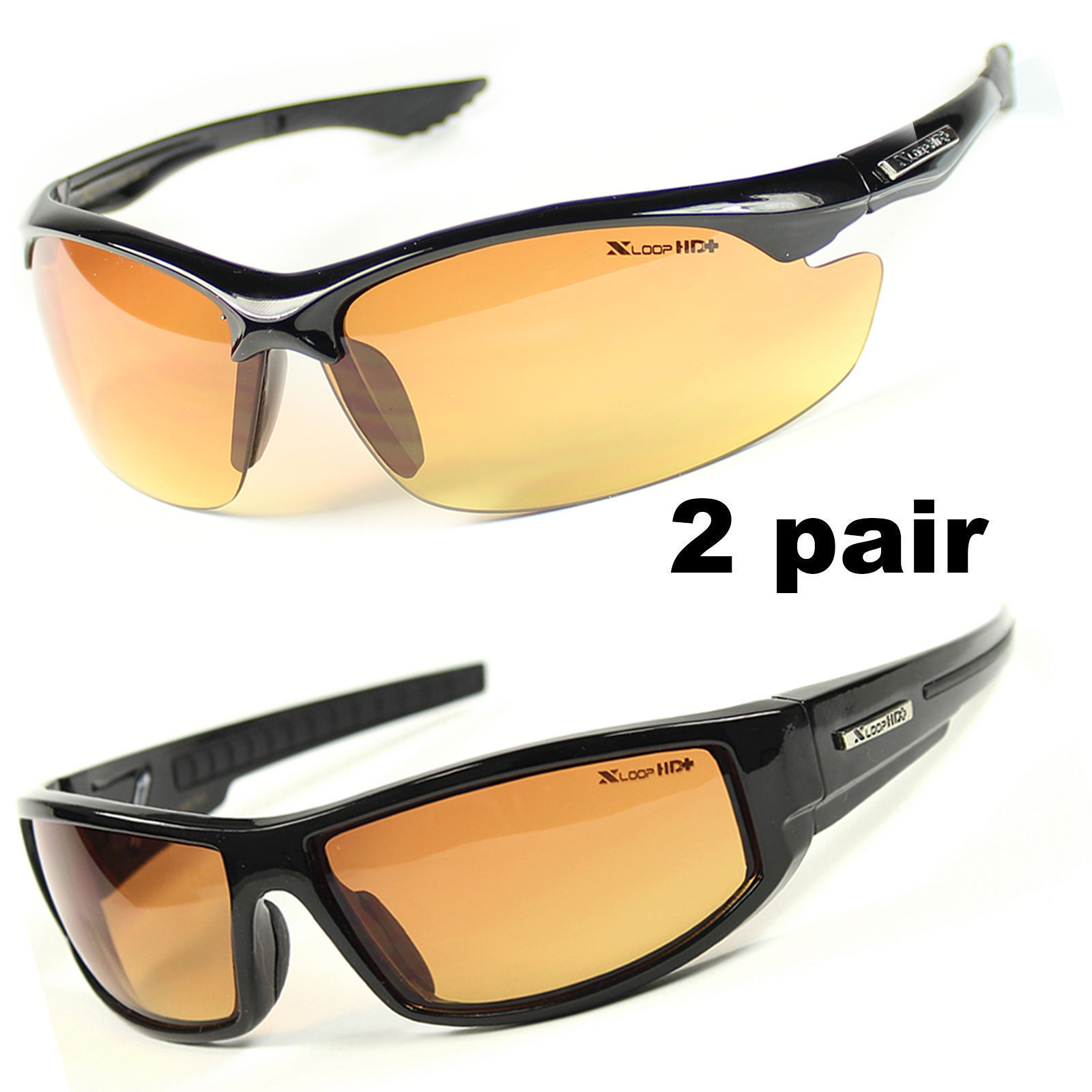 SPORT WRAP HD NIGHT DRIVING VISION SUNGLASSES BLACK HIGH DEFINITION