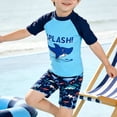 thumbnail image 2 of Akiihool Boy Rash Guard Long Sleeve Boys Two Piece Rash Guard Swimsuits Kids Short Sleeve Sunsuit Swimwear Sets (Blue,5-7 Years), 2 of 4