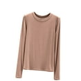 thumbnail image 2 of RYDCOT Womens Tunic Tops Women's Fashion Casual Round Neck Internal Construction Solid Color Shirt Long Sleeve Top on Clearance, 2 of 5