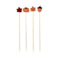 thumbnail image 3 of Dvumao Fall Pumpkin Maple Leaf Cocktail Skewers 100 Pack, Wooden Fruit Skewers with Decorative Toppers, 3 of 7
