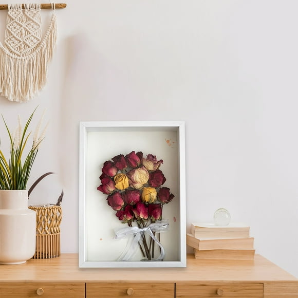 Sleek Versatile Photo Frame, Premium Wooden Frame for Horizontal Vertical Display, Elegant Wall Desktop Picture Holder with Built-in Stand Hanging Hardware, White