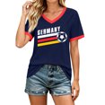 thumbnail image 2 of Women's Football Graphic T-Shirt, Women's V-Neck Short Sleeve Letter Print T-Shirt for Casual Summer for Soccer Tournament 2026 Navy Size: L, 2 of 5