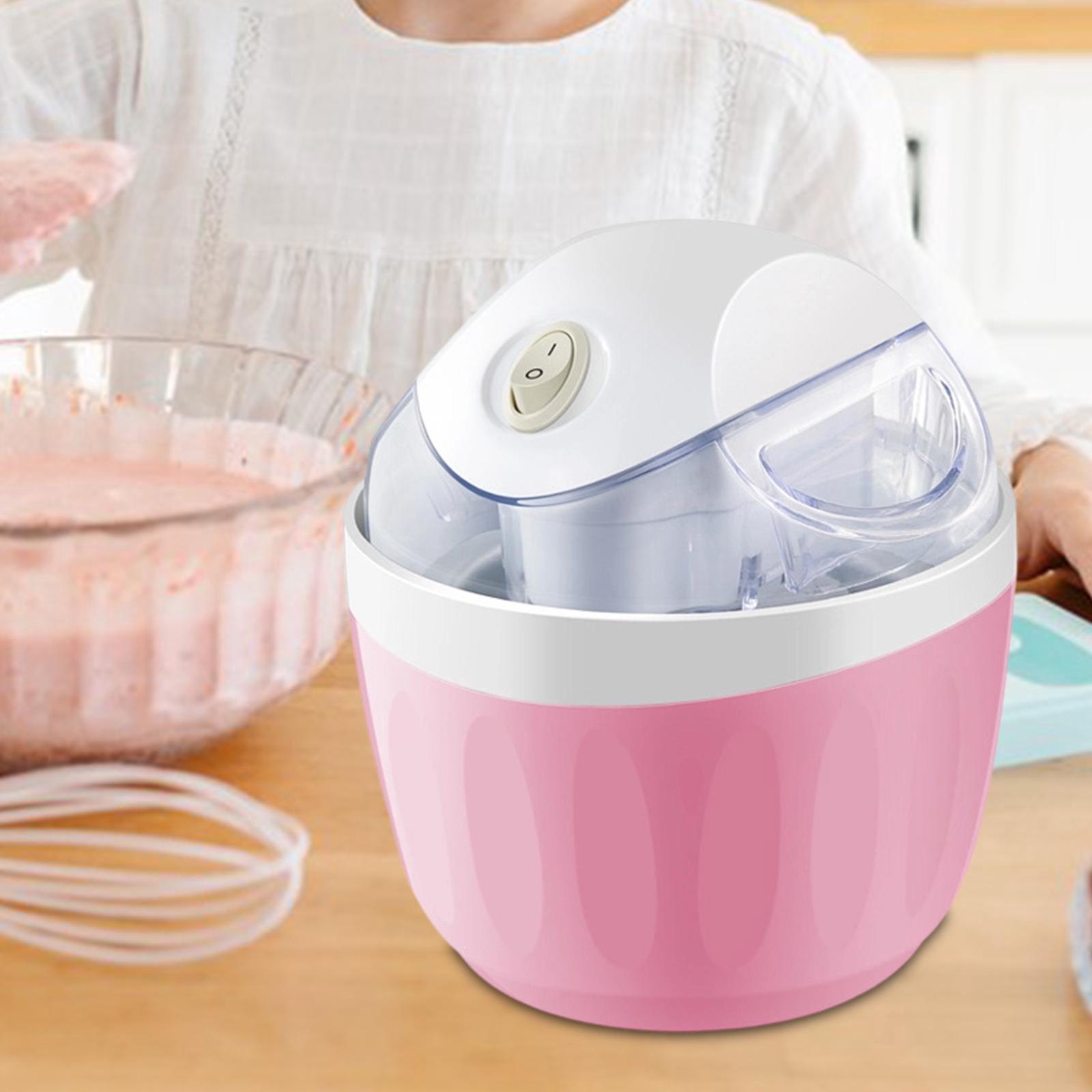 Fiocias Electric Ice Cream Maker Easy to Clean and Use Home Use Summer Dessert Maker Pink White