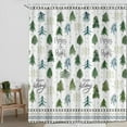 thumbnail image 3 of Winter Christmas Shower Curtain Green Christmas Tree Snow Forest Bathroom Decor Teal Pine Tree Bath Curtain Nature Scene Xmas Holiday Bathroom Decor Hooks Included 70X75in, 3 of 5