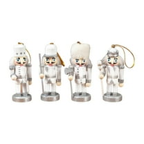 Kokiya Wooden Nutcracker Christmas Nutcracker Ornament 10cm Collectibles Puppet Mini Figure for Weddings Indoor Party Favors White Argent