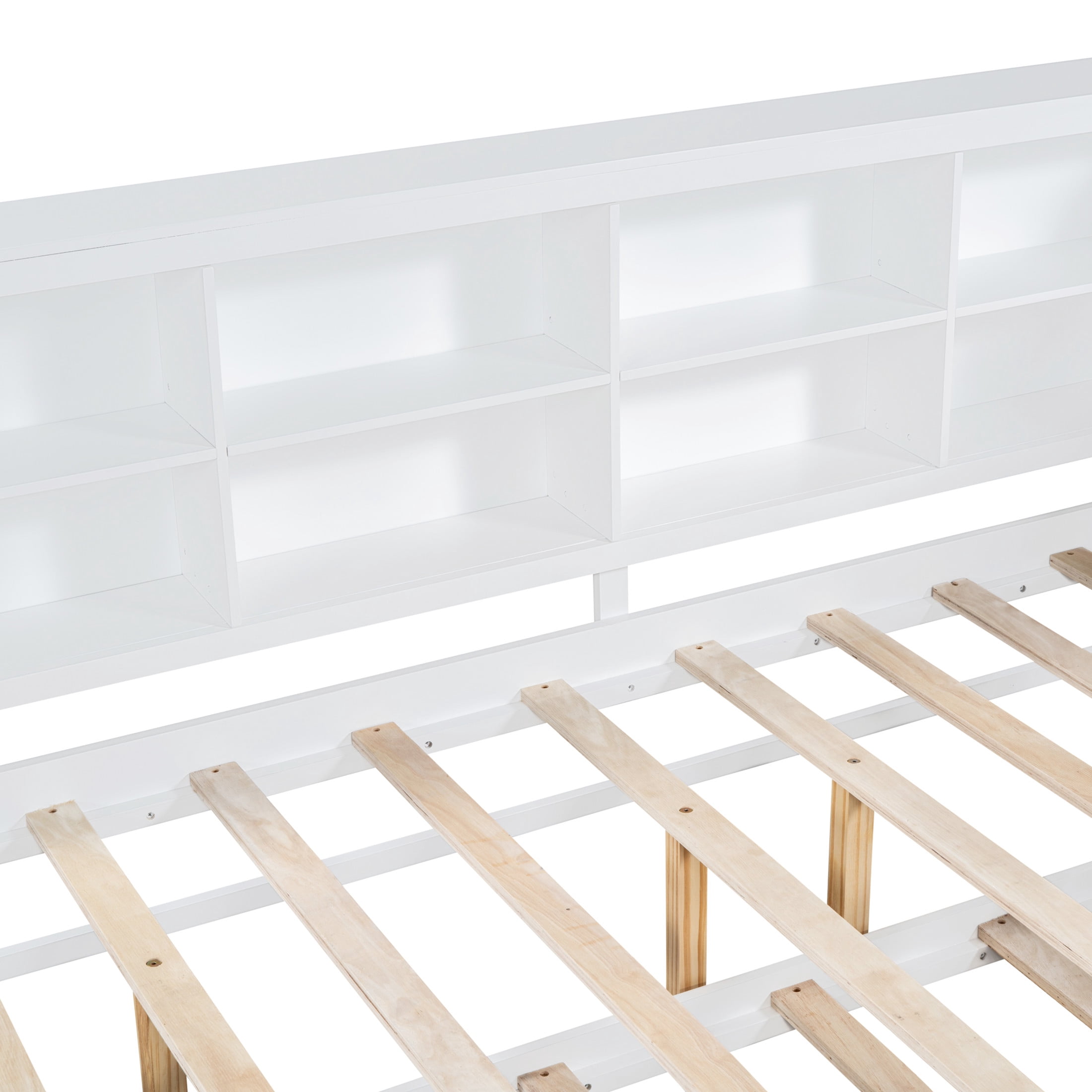 Noble House Full Size Daybed with Twin Trundle, Storage Shelves and USB Charging Ports, White