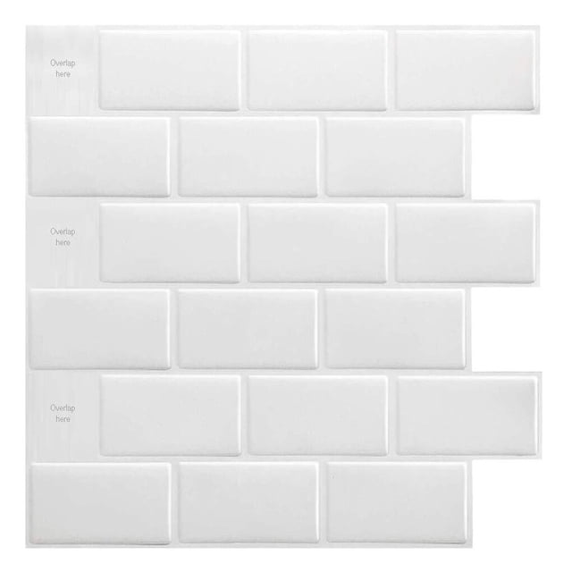 Pegatina de azulejo de pared 3D Bearachild plástico autoadhesivo blanco