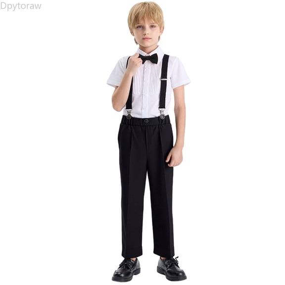 Dpytoraw Boys Short Sleeve Shirt Outfit Set Casual School Kids Formal Wear Performance Suit For Toddler To Teen For Boys 3 13 Boys Outfits Size 4-5 Years